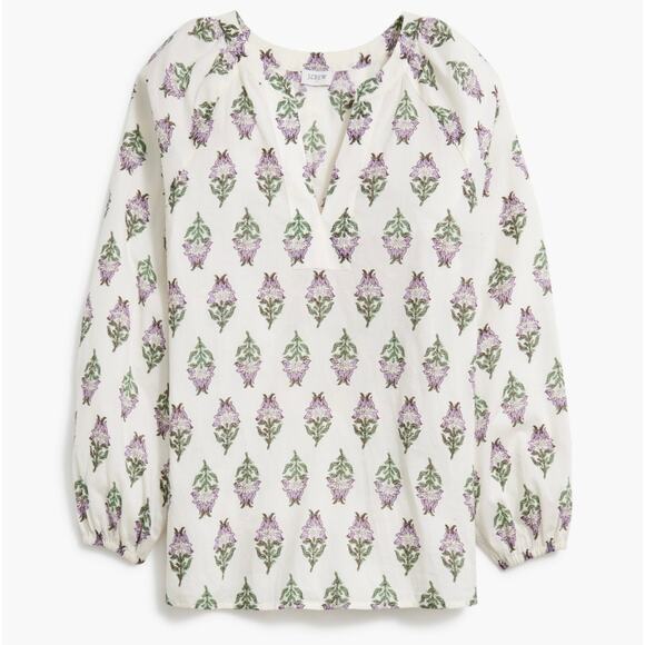J.Crew NWT Women’s Spring 2025 Splitneck Floral Printed Popover Blouse size M - Picture 1 of 8
